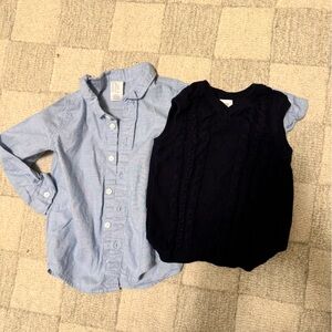 H&M Blue Button-Up Shirt and Navy Blue Knit Vest